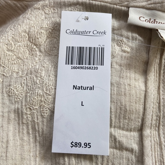 NWT Coldwater Creek Open Front Long Vest Size L Front Pockets Lace Accents - Picture 7 of 10